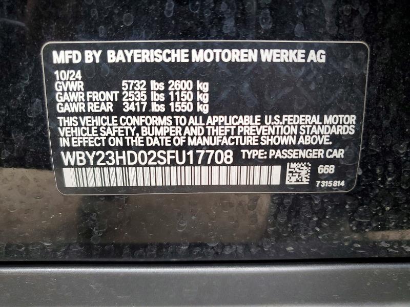Aukcja sprzedaży 2025 Bmw I4, vin: WBY23HD02SFU17708, numer aukcji: 76447245
