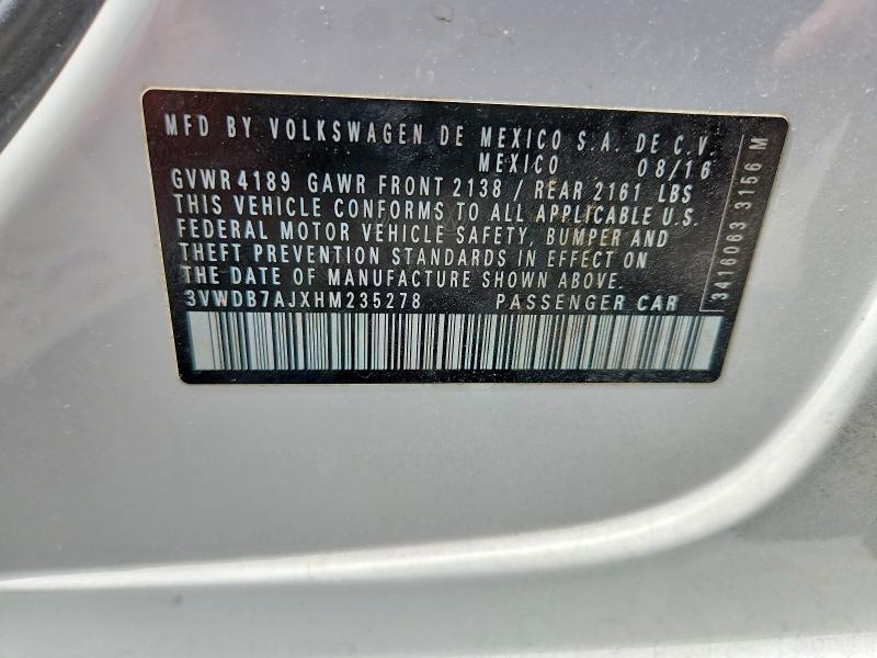 Продаж на аукціоні авто 2017 Volkswagen Jetta, vin: 3VWDB7AJXHM235278, номер лоту: 78687305