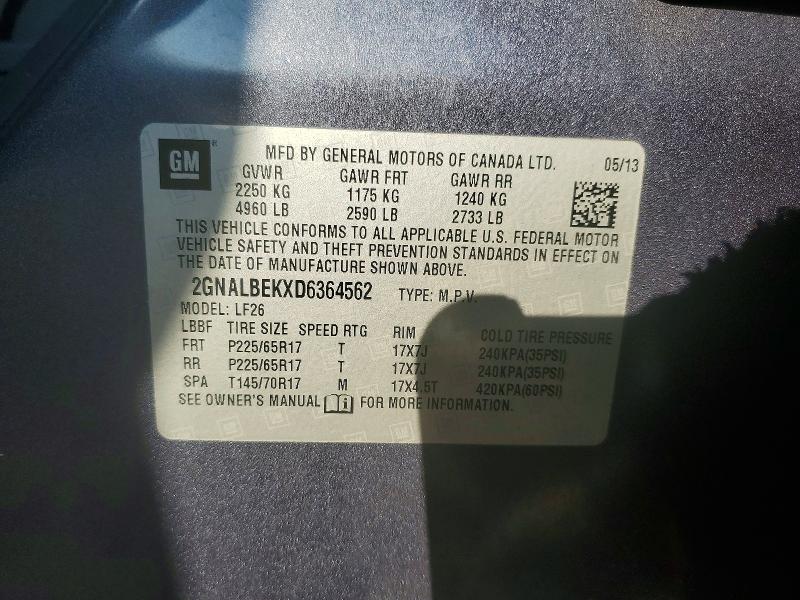 77133555 :رقم المزاد ، 2GNALBEKXD6364562 vin ، 2013 Chevrolet Equinox مزاد بيع