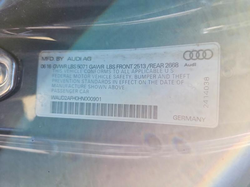 Aukcja sprzedaży 2017 Audi A5, vin: WAUD2AFH0HN000901, numer aukcji: 78308845