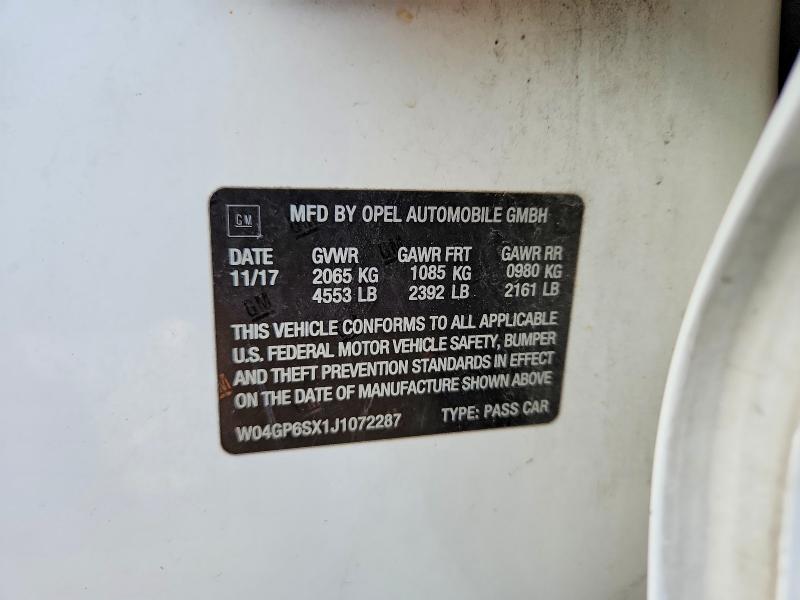 75957365 :رقم المزاد ، W04GP6SX1J1072287 vin ، 2018 Buick Regal مزاد بيع