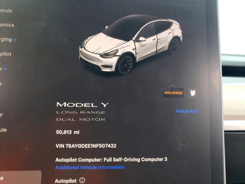 Aukcja sprzedaży 2022 Tesla Model Y, vin: 7SAYGDEE1NF507432, numer aukcji: 76469395