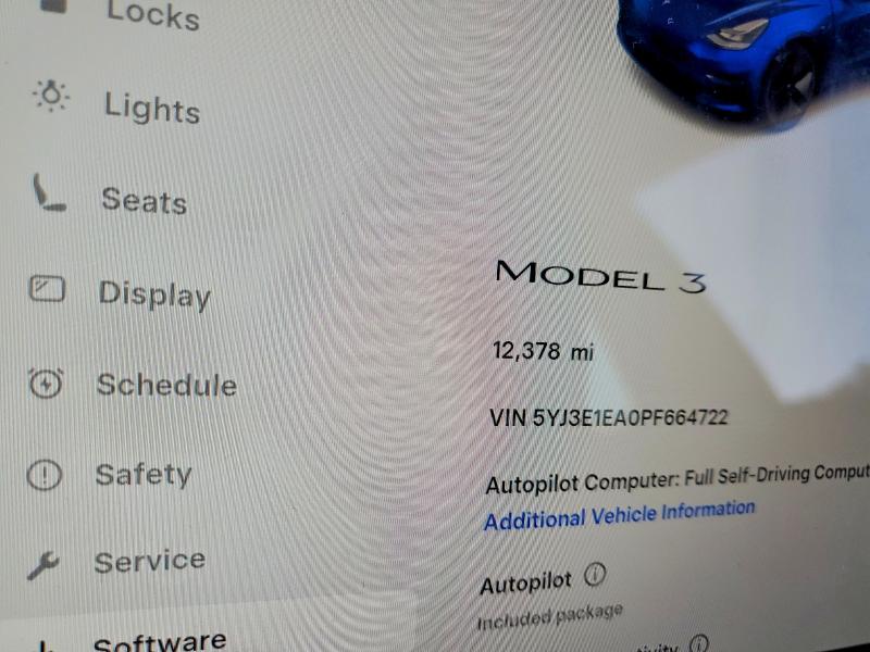 Продажа на аукционе авто 2023 Tesla Model 3, vin: 5YJ3E1EA0PF664722, номер лота: 75647915