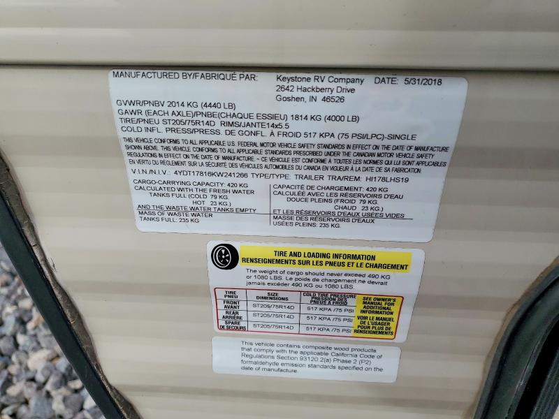 Продаж на аукціоні авто 2019 Hide Trailer, vin: 4YDT17816KW241266, номер лоту: 78838885