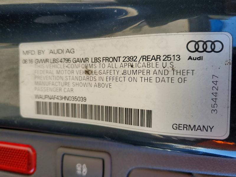 Продажа на аукционе авто 2017 Audi A4, vin: WAUFNAF43HN035039, номер лота: 75298705