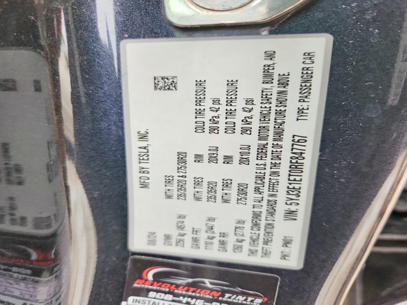 Aukcja sprzedaży 2024 Tesla Model 3, vin: 5YJ3E1ET0RF847767, numer aukcji: 76621435