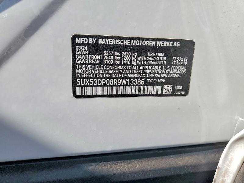 Aukcja sprzedaży 2024 Bmw X3, vin: 5UX53DP08R9W13386, numer aukcji: 79247595