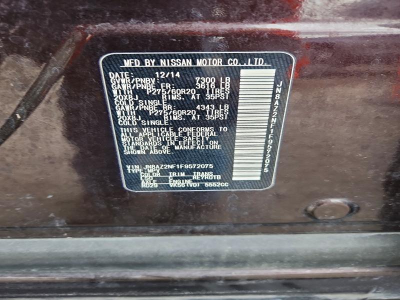 Aukcja sprzedaży 2015 Infiniti Qx80, vin: JN8AZ2NF1F9572075, numer aukcji: 79034335