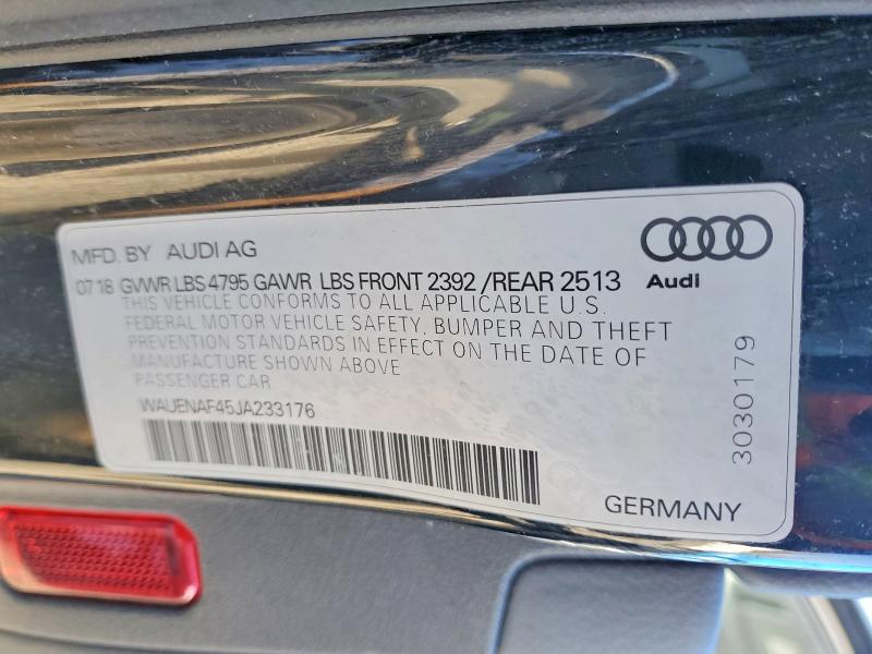 2018 Audi A4 მანქანა იყიდება აუქციონზე, vin: WAUENAF45JA233176, აუქციონის ნომერი: 74975025