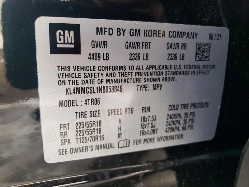78842285 :رقم المزاد ، KL4MMCSL1NB058848 vin ، 2022 Buick Encore Gx مزاد بيع
