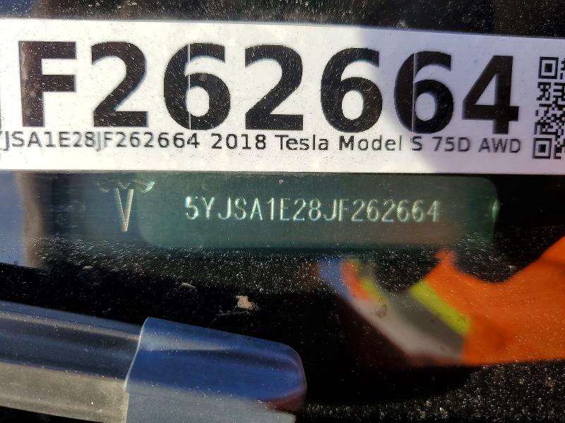 78358555 :رقم المزاد ، 5YJSA1E28JF262664 vin ، 2018 Tesla Model S مزاد بيع