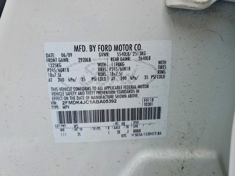 Продажа на аукционе авто 2010 Ford Edge, vin: 2FMDK4JC1ABA05392, номер лота: 78537085