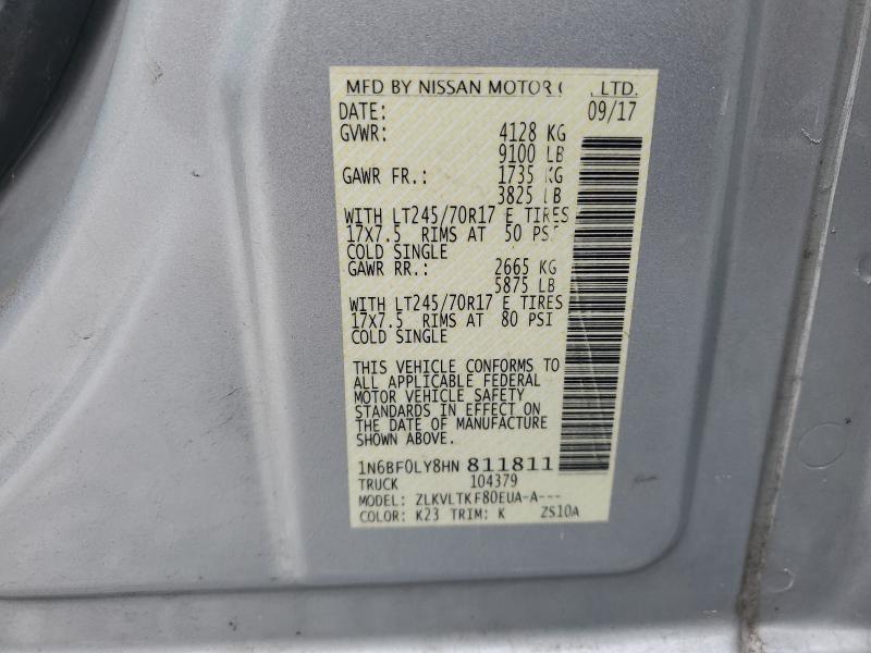 Aukcja sprzedaży 2017 Nissan Nv 2500, vin: 1N6BF0LY8HN811811, numer aukcji: 77706805