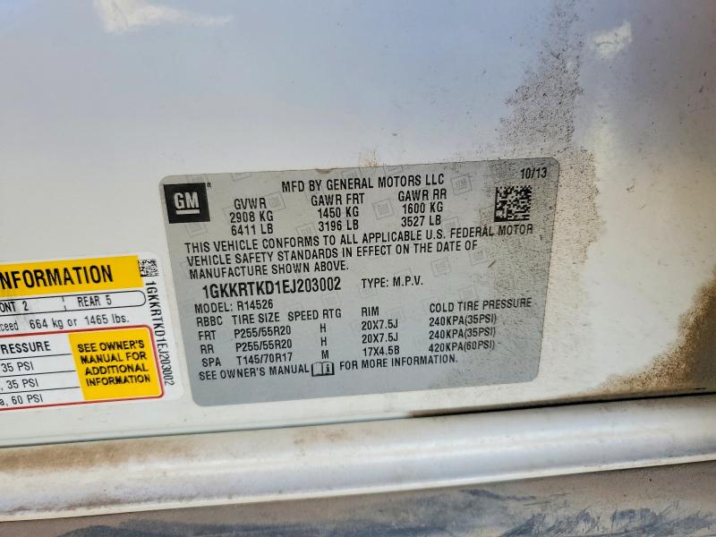 Aukcja sprzedaży 2014 Gmc Acadia, vin: 1GKKRTKD1EJ203002, numer aukcji: 78650985
