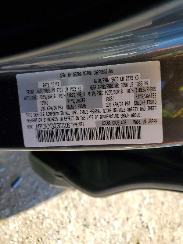 Aukcja sprzedaży 2019 Mazda Cx-9, vin: JM3TCACY0K0307206, numer aukcji: 74881905