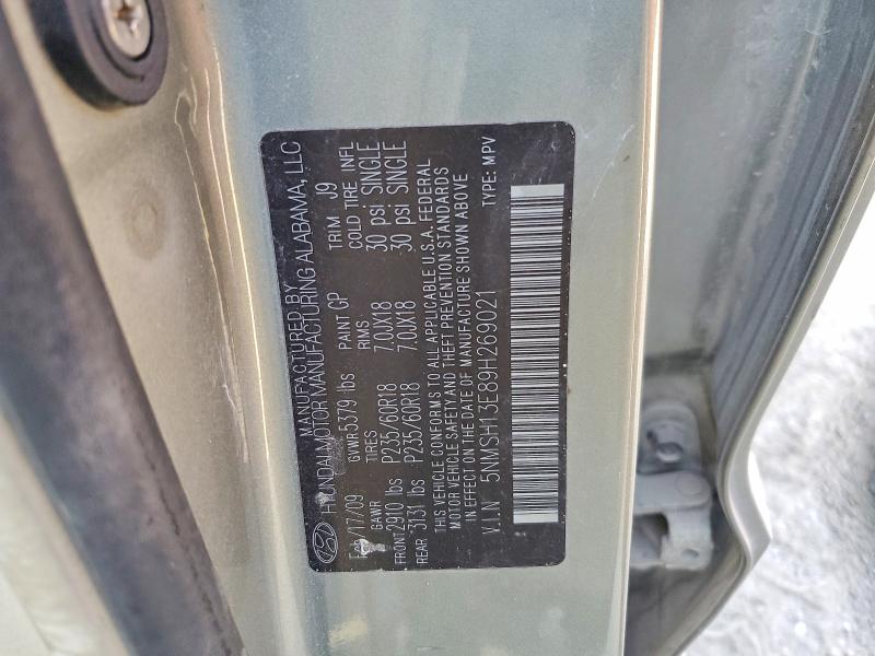 2009 Hyundai Santa Fe მანქანა იყიდება აუქციონზე, vin: 5NMSH13E89H269021, აუქციონის ნომერი: 77135235