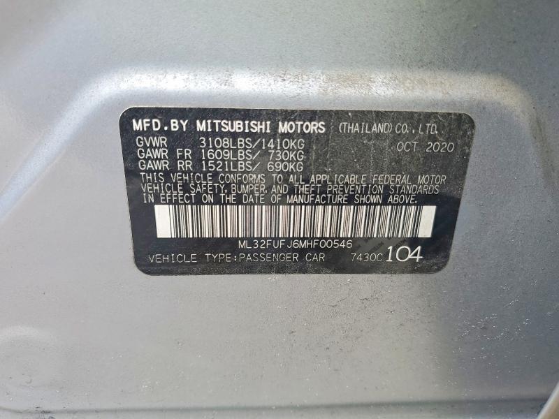 Продаж на аукціоні авто 2021 Mitsubishi Mirage, vin: ML32FUFJ6MHF00546, номер лоту: 78302715