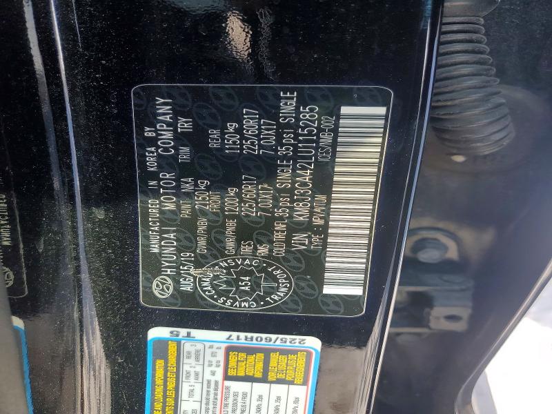 78898435 :رقم المزاد ، KM8J3CA42LU115285 vin ، 2020 Hyundai Tucson مزاد بيع