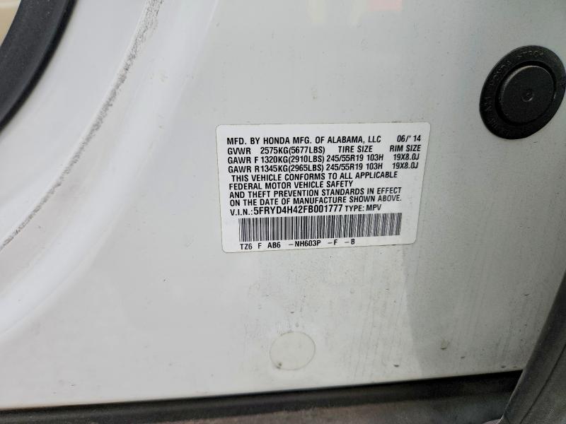 Aukcja sprzedaży 2015 Acura Mdx, vin: 5FRYD4H42FB001777, numer aukcji: 78479715