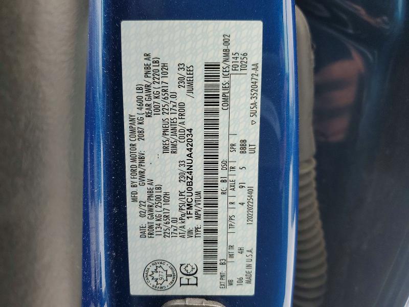 Продаж на аукціоні авто 2022 Ford Escape, vin: 1FMCU0BZ4NUA42034, номер лоту: 76824585
