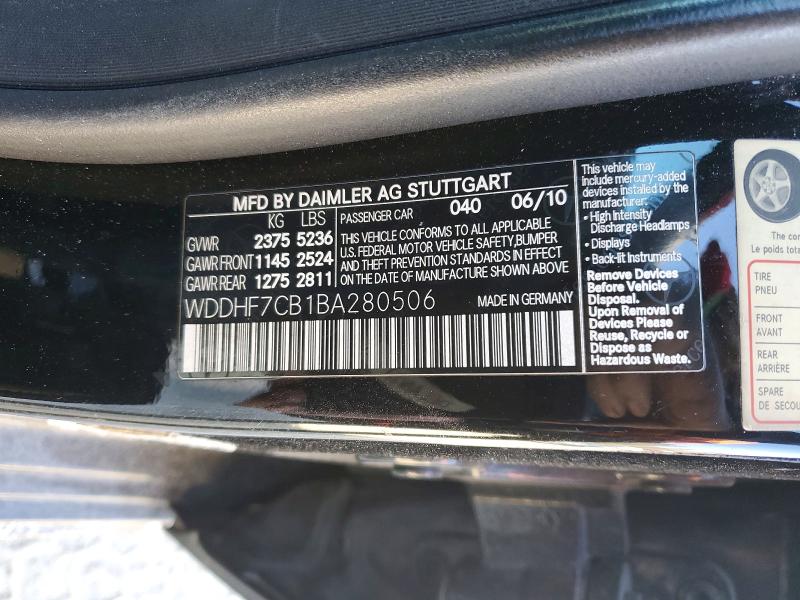 2011 Mercedes-benz E 550 მანქანა იყიდება აუქციონზე, vin: WDDHF7CB1BA280506, აუქციონის ნომერი: 76728915