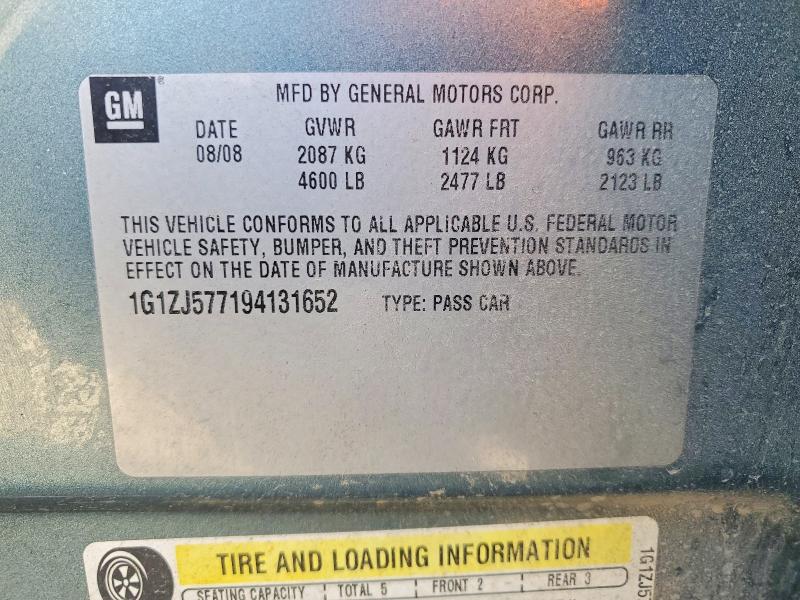 Продаж на аукціоні авто 2009 Chevrolet Malibu, vin: 1G1ZJ577194131652, номер лоту: 77302885