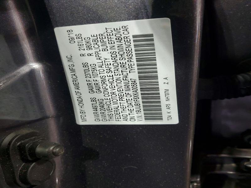 Aukcja sprzedaży 2019 Acura Tlx, vin: 19UUB1F6XKA005847, numer aukcji: 79069825