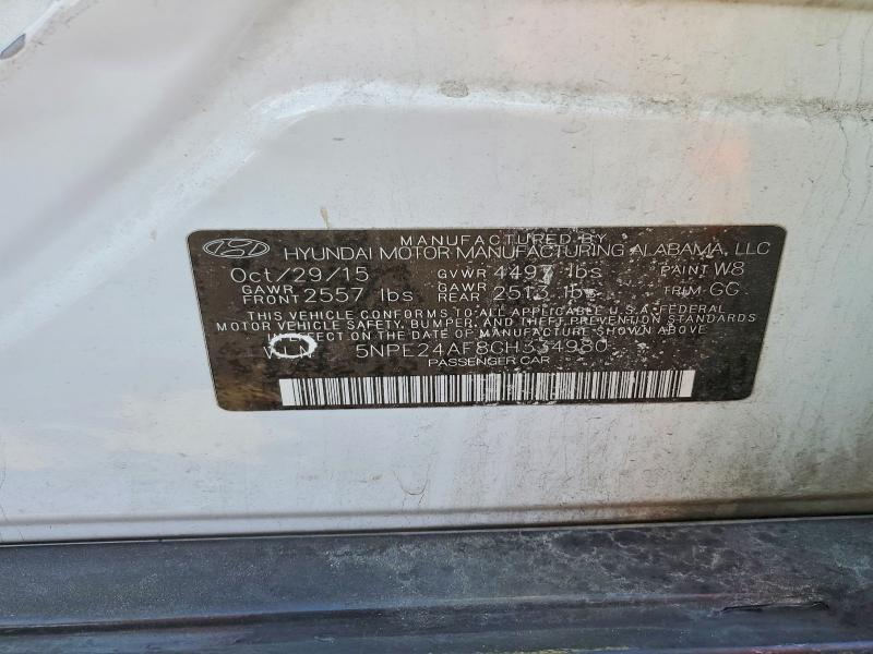 76220105 :رقم المزاد ، 5NPE24AF8GH334980 vin ، 2016 Hyundai Sonata Se مزاد بيع