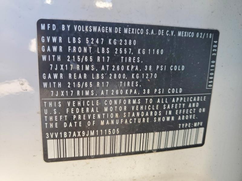 Продаж на аукціоні авто 2018 Volkswagen Tiguan, vin: 3VV1B7AX9JM111505, номер лоту: 75181645