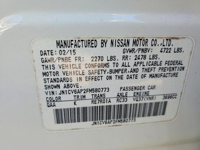 78856215 :رقم المزاد ، JN1CV6AP2FM580773 vin ، 2015 Infiniti Q40 مزاد بيع