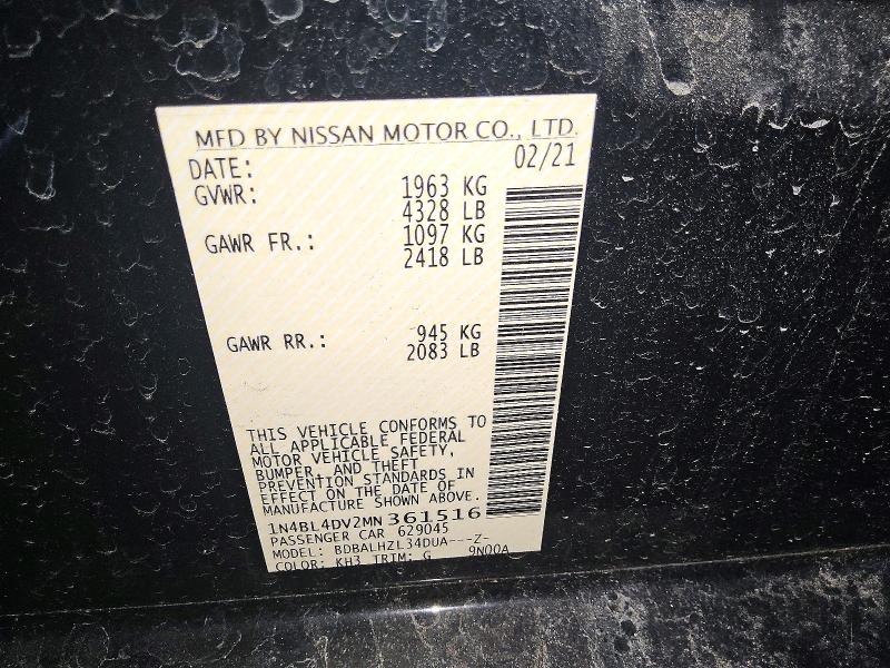 Продаж на аукціоні авто 2021 Nissan Altima, vin: 1N4BL4DV2MN361516, номер лоту: 78720385