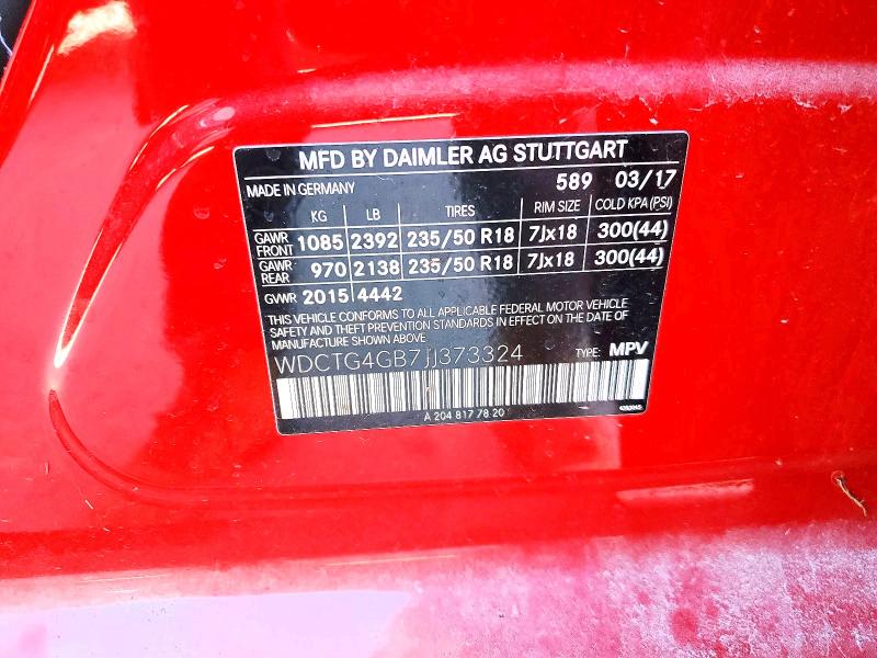 Aukcja sprzedaży 2018 Mercedes-benz Gla, vin: WDCTG4GB7JJ373324, numer aukcji: 78617585
