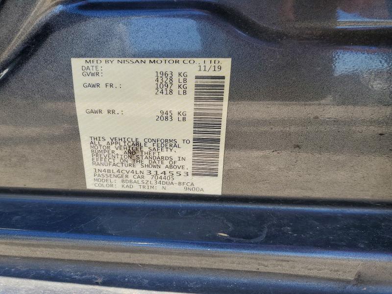 Aukcja sprzedaży 2020 Niss Altima, vin: 1N4BL4CV4LN314553, numer aukcji: 78326805