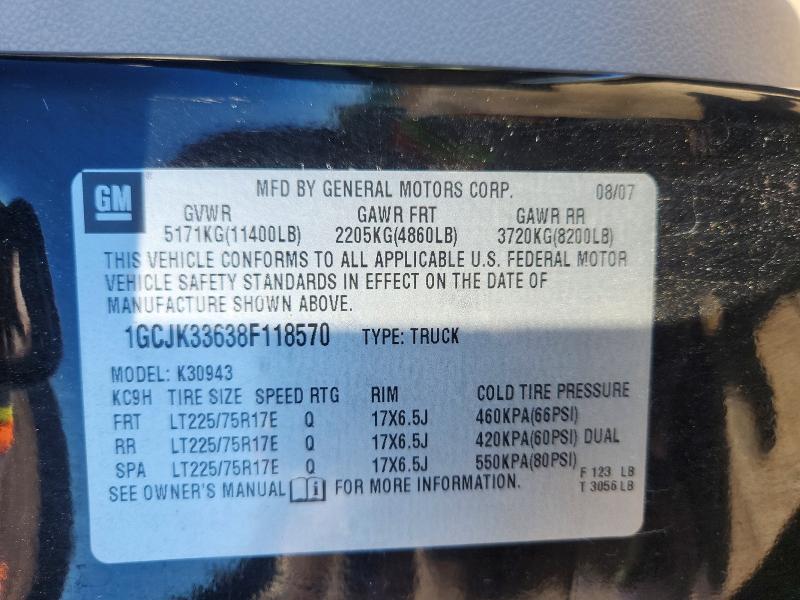 76644205 :رقم المزاد ، 1GCJK33638F118570 vin ، 2008 Chevrolet Silverado مزاد بيع