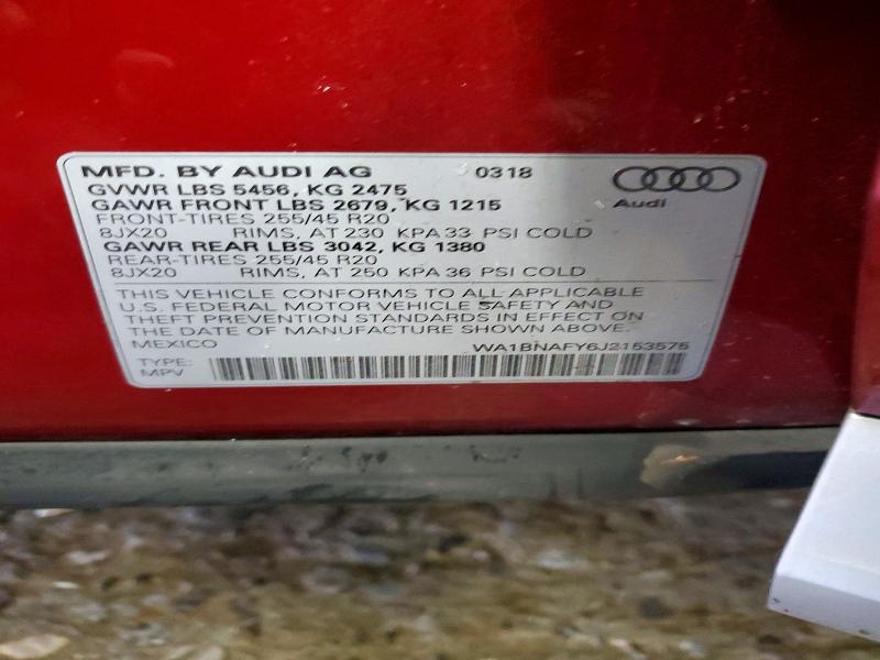 Продаж на аукціоні авто 2018 Audi Q5, vin: WA1BNAFY6J2153575, номер лоту: 79007555