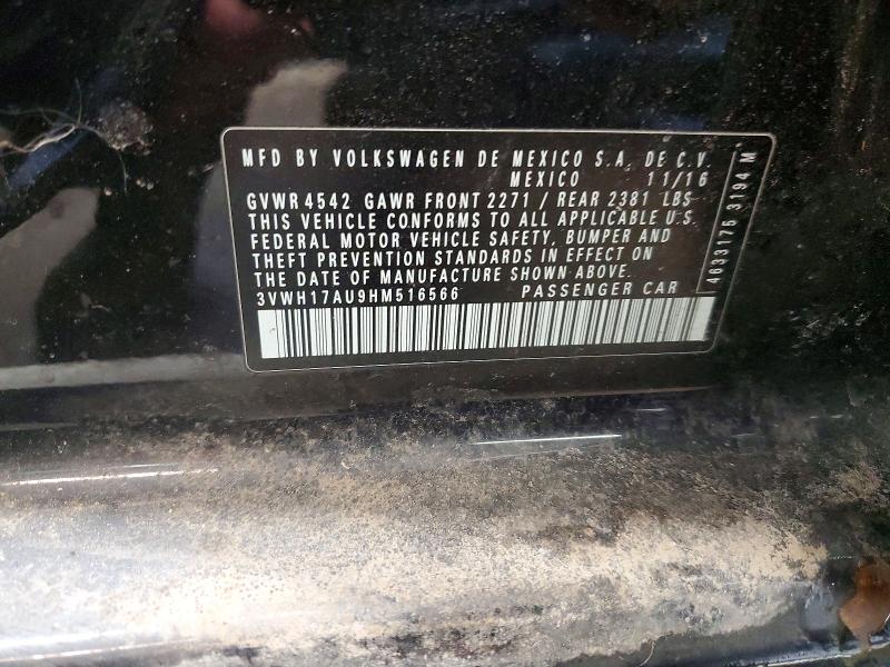2017 Volkswagen Golf Alltrack მანქანა იყიდება აუქციონზე, vin: 3VWH17AU9HM516566, აუქციონის ნომერი: 78737095