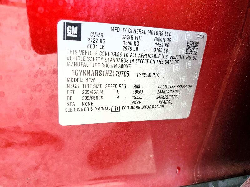 49671046 :رقم المزاد ، 1GYKNARS1HZ179705 vin ، 2017 Cadillac Xt5 مزاد بيع