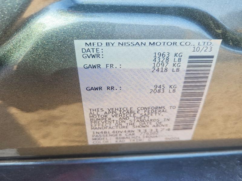 75965275 :رقم المزاد ، 1N4BL4DV4RN333174 vin ، 2024 Nissan Altima مزاد بيع