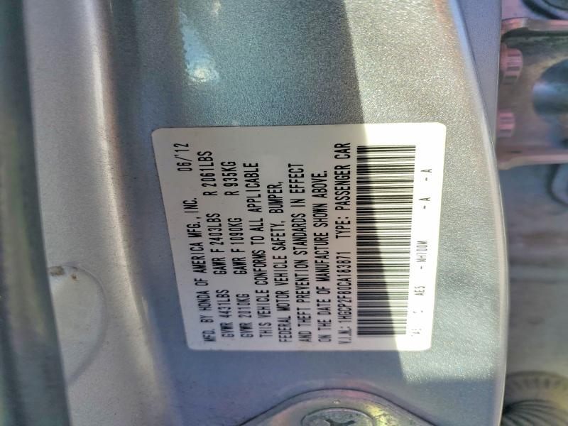 Продаж на аукціоні авто 2012 Honda Accord, vin: 1HGCP2F80CA183871, номер лоту: 77385365