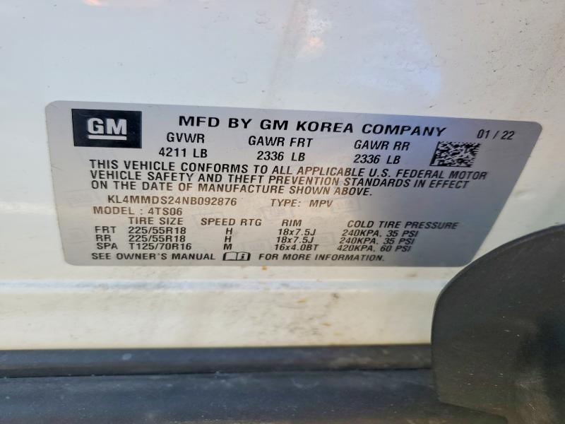76412765 :رقم المزاد ، KL4MMDS24NB092876 vin ، 2022 Buick Encore Gx مزاد بيع