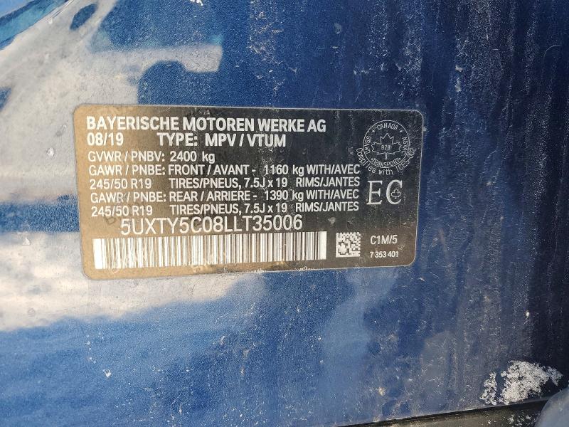 2020 Bmw X3 მანქანა იყიდება აუქციონზე, vin: 5UXTY5C08LLT35006, აუქციონის ნომერი: 74078765