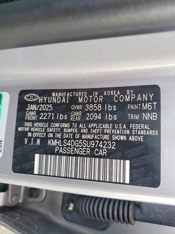 2025 Hyundai Elantra მანქანა იყიდება აუქციონზე, vin: KMHLS4DG5SU974232, აუქციონის ნომერი: 77474295