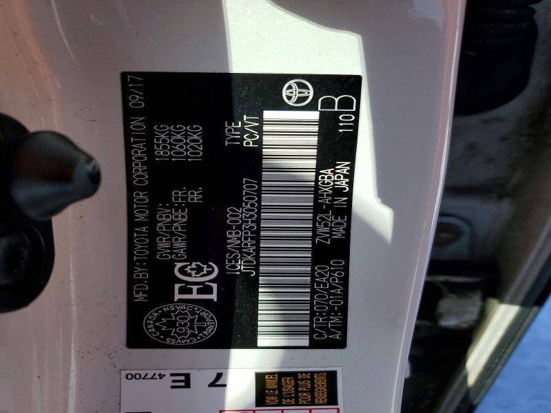 77417135 :رقم المزاد ، JTDKARFP3H3050707 vin ، 2017 Toyota Prius مزاد بيع