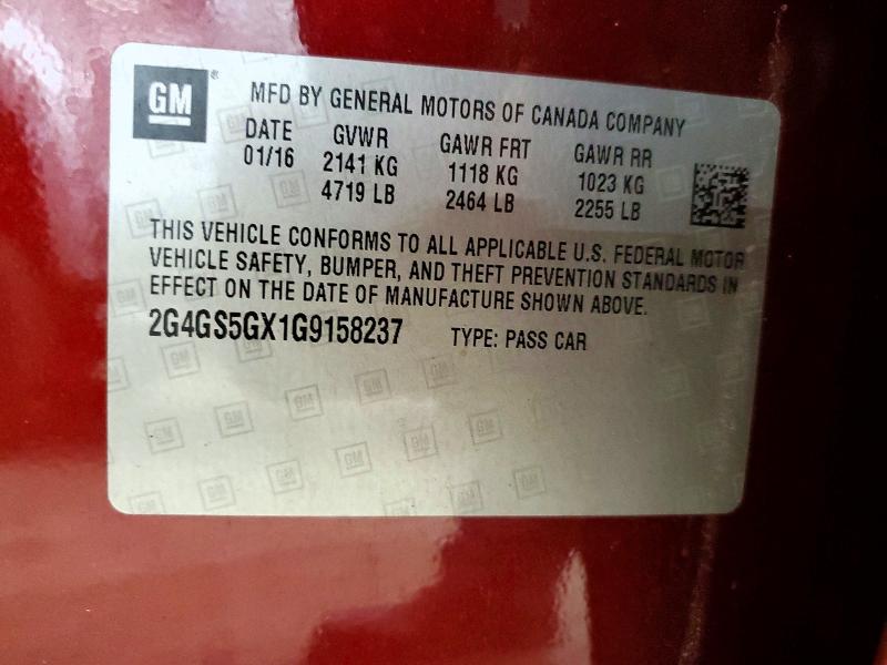 79042535 :رقم المزاد ، 2G4GS5GX1G9158237 vin ، 2016 Buick Regal مزاد بيع