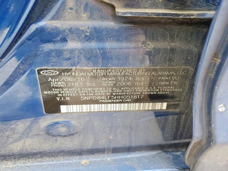 77933395 :رقم المزاد ، 5NPD84LF5HH051817 vin ، 2017 Hyundai Elantra مزاد بيع