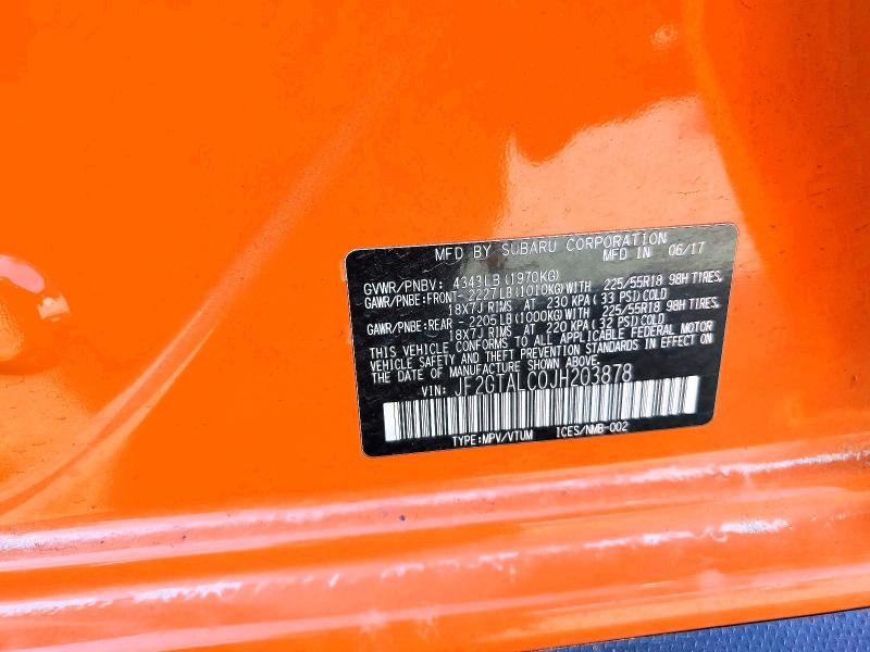 2018 Subaru Crosstrek მანქანა იყიდება აუქციონზე, vin: JF2GTALC0JH203878, აუქციონის ნომერი: 76327085