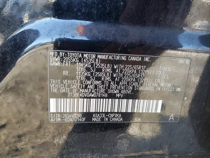 Продаж на аукціоні авто 2010 Toyota Rav4, vin: 2T3BF4DV0AW078148, номер лоту: 74779255