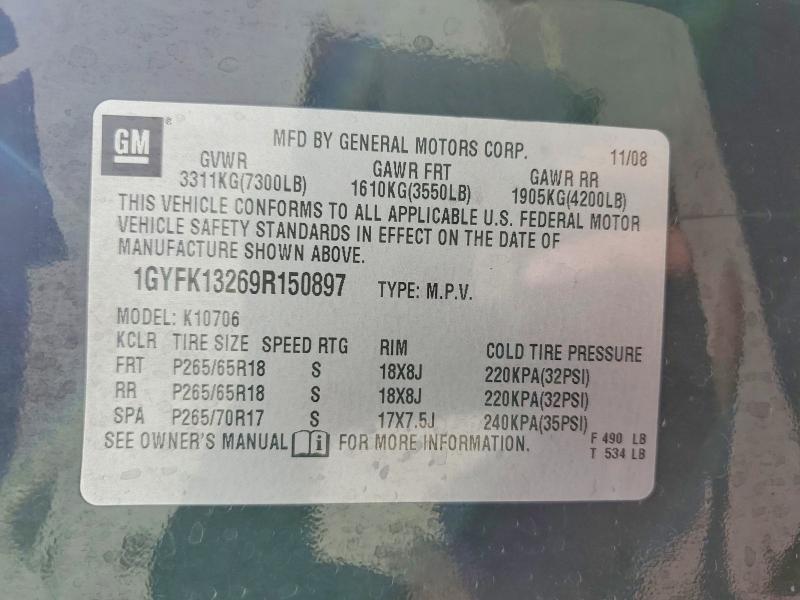 Aukcja sprzedaży 2009 Cadillac Escalade, vin: 1GYFK13269R150897, numer aukcji: 78131345