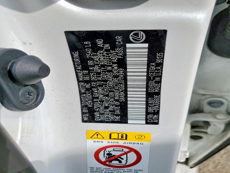 76062035 :رقم المزاد ، 58ABK1GG6JU114949 vin ، 2018 Lexus Es مزاد بيع