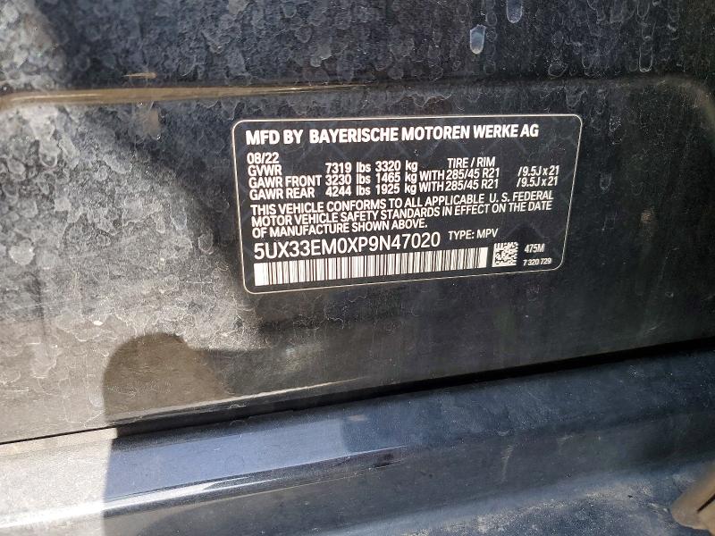 Aukcja sprzedaży 2023 Bmw X7 M60i, vin: 5UX33EM0XP9N47020, numer aukcji: 76728975
